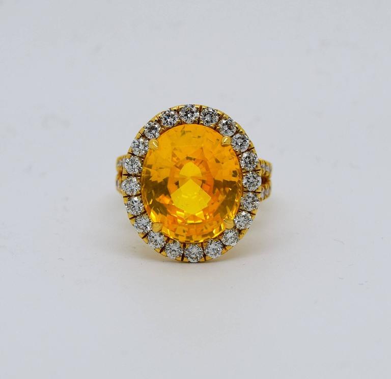 Oval yellow sapphire and diamond cocktail ring